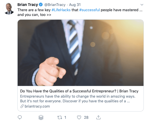 Write better blog post titles like Brian Tracy on Twitter