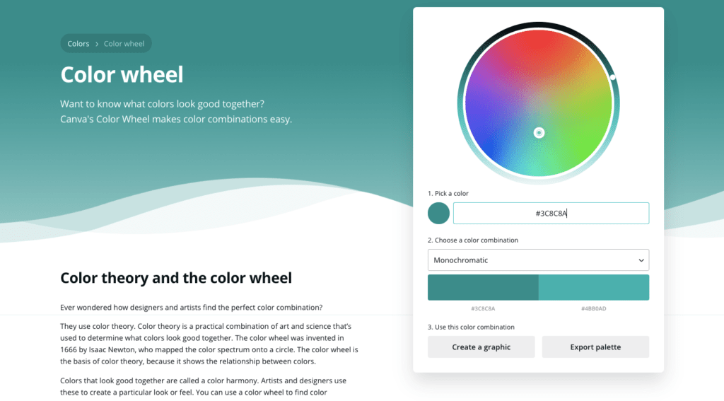 Canva store colour wheel