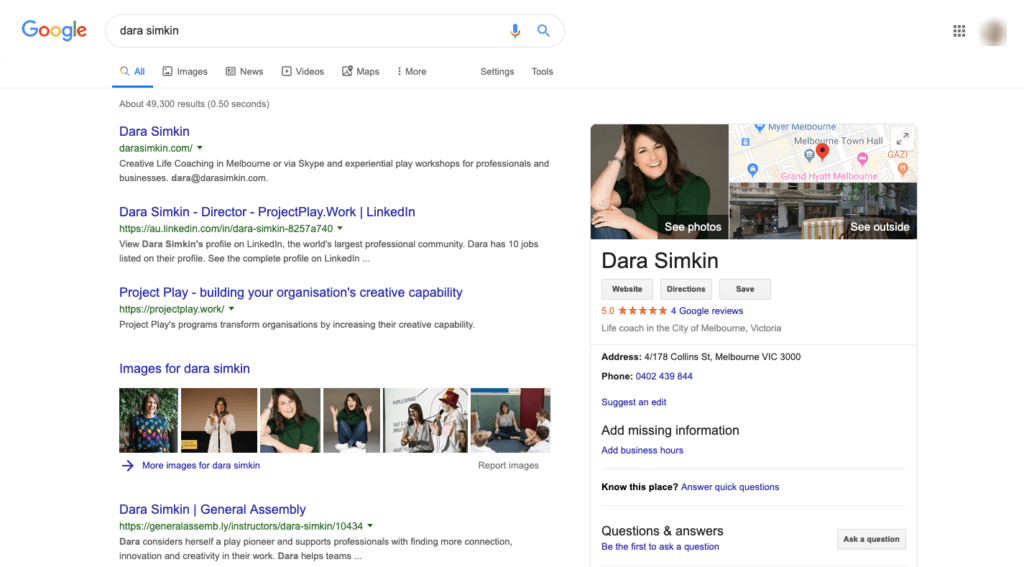 Dara Simkin on Google